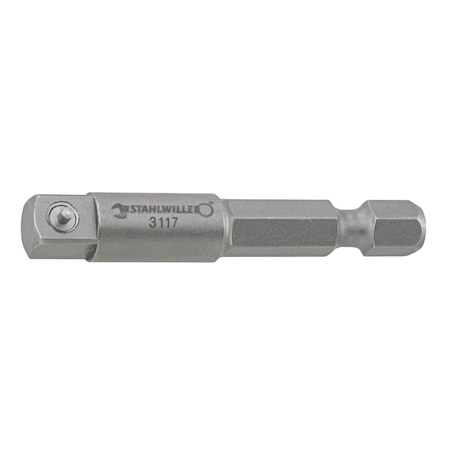 Stahlwille Tools Bit connector, machine operated, input hex 1/4'', output square 1/4'', L. 50 mm 3117 BIT-VERBINDUNGSTEIL, MASCHINENBETAETIGT